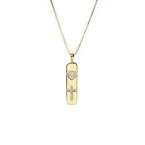 18K Gold Plated Cross Bar Pendant Necklace